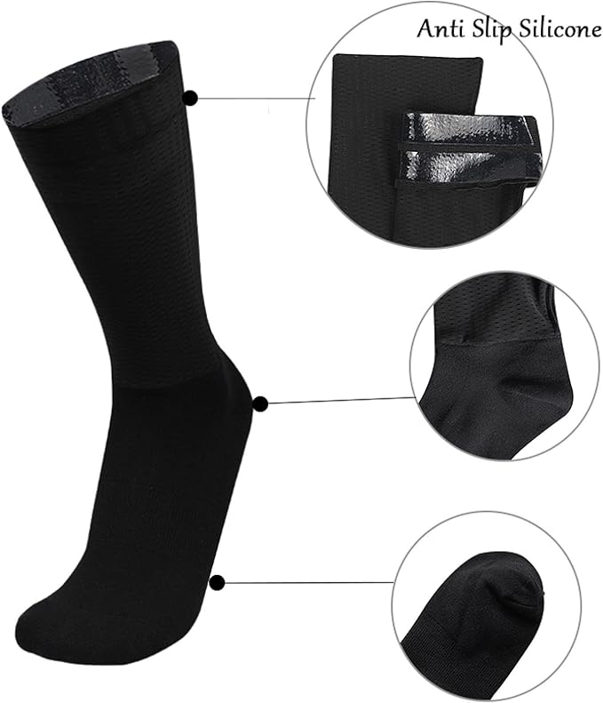 Aero Socks Cycling Men Women Mesh Fabric Breathable Sweat-Absorbing Silicone Non-Slip Cycling Aero Socks one size