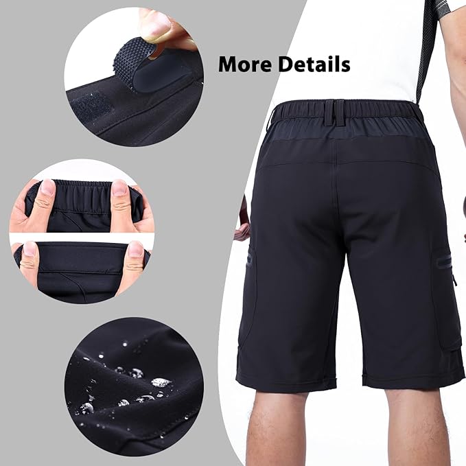 Ally Mens Mountain Bike Shorts 4D Padded Baggy Bicycle Cycling Biking Bike Shorts Lightweight Loose-fit