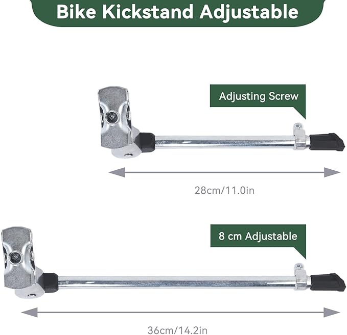 Bike Kickstand, Adjustable Aluminum Alloy Center Mount Bicycle Kickstands for 24‑27 Inch Road Mountain Bikes