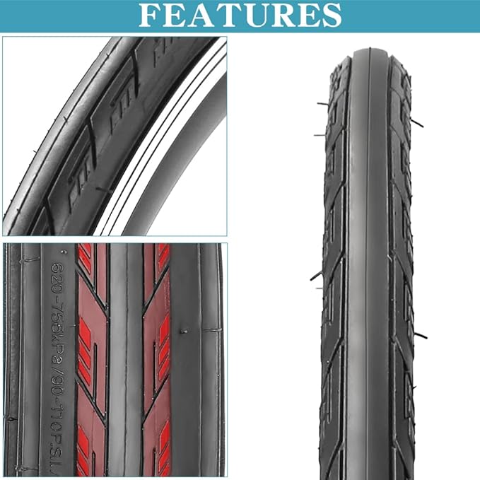 1 or 2 Pack 700X23C/25C/28C/35C Road Bike Tires with or Without 2 Inner Tubes Presta Valve and 2 levers for City Commuter Road Pavement Garden Trail Bike Tires