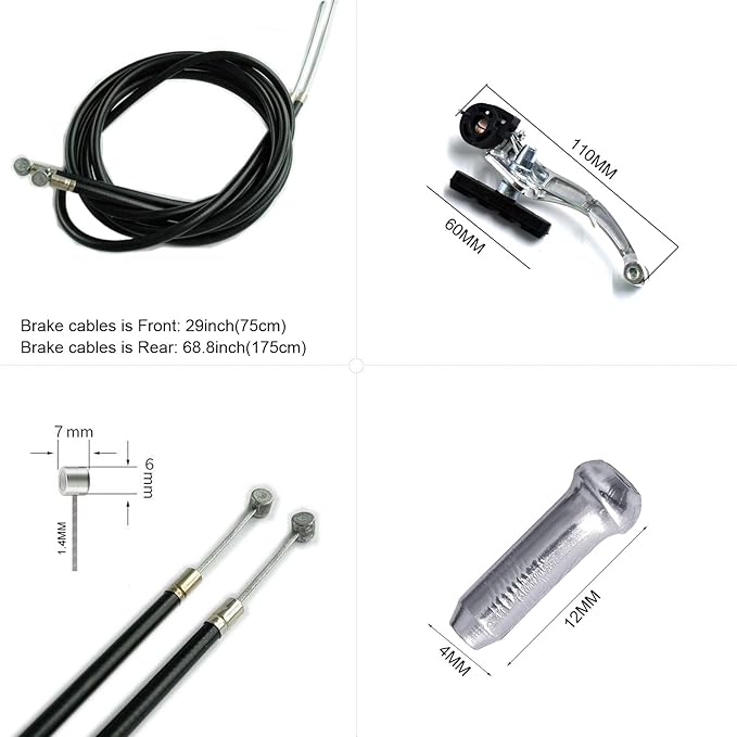 V-Type Bike Brake Set, Complete Universal Bike Front and Rear MTB Brake, Bicycle Brakes, Inner and Outer Cables, Include Brakes Lever Calipers Multi-Tool Wrenches