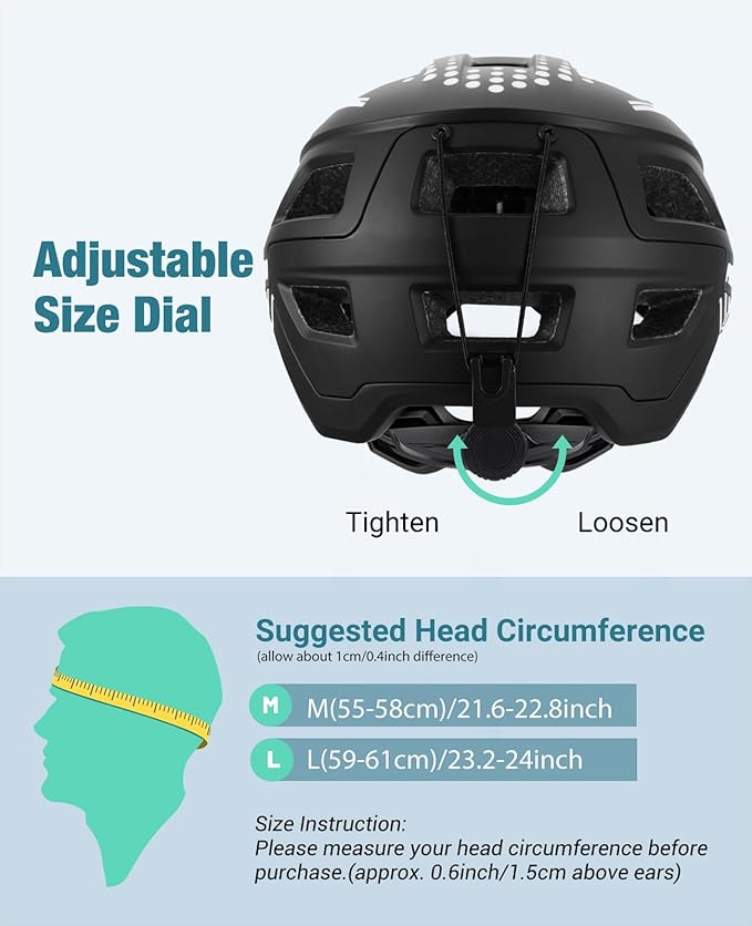 Favoto Adult Mountain Bike Helmet for Men & Women, Magnetic Buckle MTB Helmet with Removable Visor, Lightweight for Commuting & Off-Road Cycling