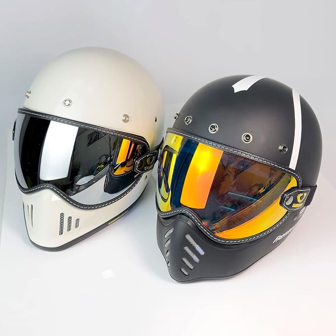Retro Motorcycle Helmet Shield Bubble Visor, PC Goggles Lens Replacement for Off-Road Cruiser Motorcycle Helmet Bell Moto-3