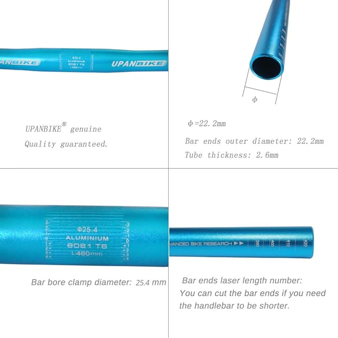 UPANBIKE Kids' Bike Handlebar φ25.4mm Length 460mm Children Handlebar Bicycle Short Flat Bar(Blue)