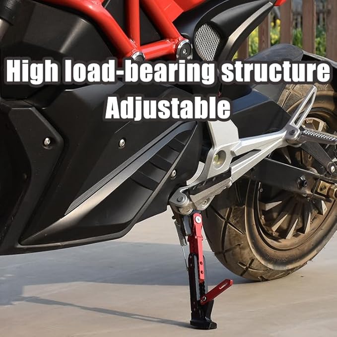 Motorcycle Kickstand for KTM 1050 Adventure/1090 Adventure/1090 Adventure R/1190 Adventure/RC8, Adjustable Universal Aluminum Side Stand for Motorbike Heavy Duty Parking Support Foot,A/Red