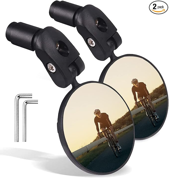 Bike Mirrors 2pcs Bar End Bicycle Mirrors for Handlebars - Cycling Lightweight Rear View Mirrors, Safe Rearview Mirror for Mountain Road Bike