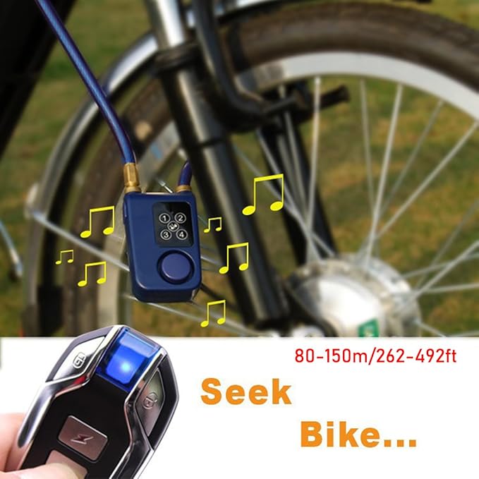 Mengshen ‌Heavy Duty Bike Alarm Lock with Tracker‌ Remote Control & PIN Code Access 10mm Anti-Theft Chain for Motorcycle Bike Stroller Gate Waterproof Red