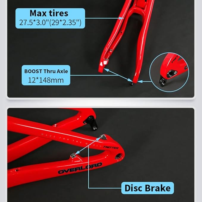Carbon Fiber Bike Frame 27.5/29er Trail Mountain Bike Frame 15''/17''/19''/21'' Travel 120mm Suspension Frame XC/AM/DH Boost Thru Axle 12x148mm Disc Brake(Silver,27.5 * 21'')