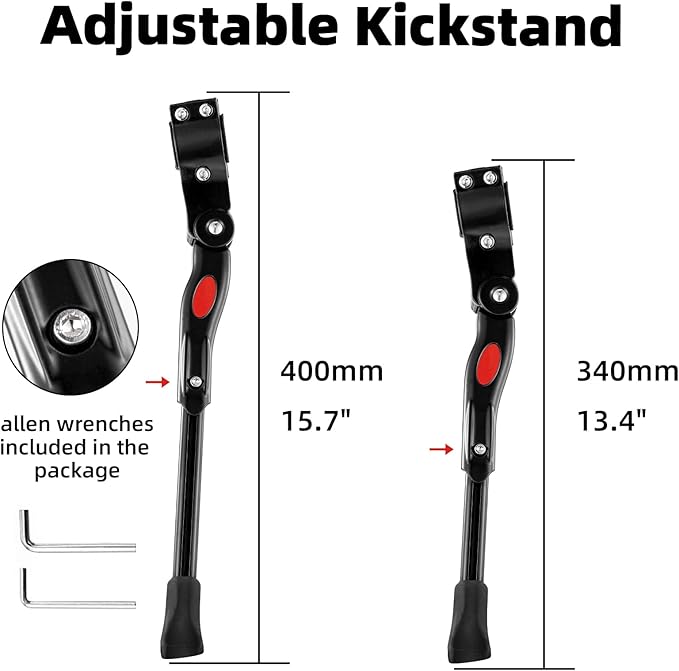 ROCKBROS Bike Kickstand Adjustable Bike Rear Mount Kickstand Bike Side Aluminium Alloy Adults Kick Stand for 22’’-28’’ Inch Mountain Road Bikes