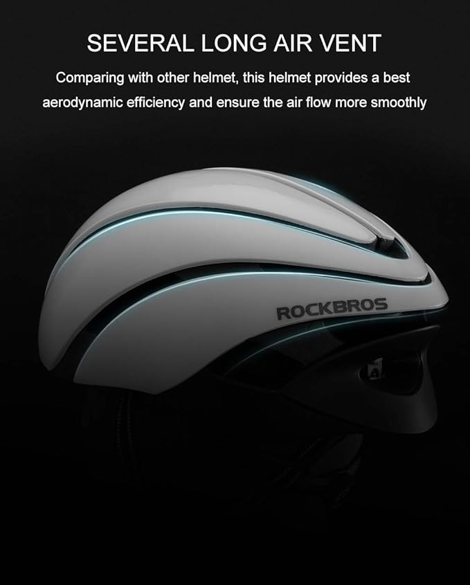 ROCKBROS Adult Bike Helmet Streamlined Aerodynamic, Comfortable Y - Shaped Strap Cycling Helmet for Men Women (58-62 cm) Reflective Adjustable Webbing for Road & Mountain Biking