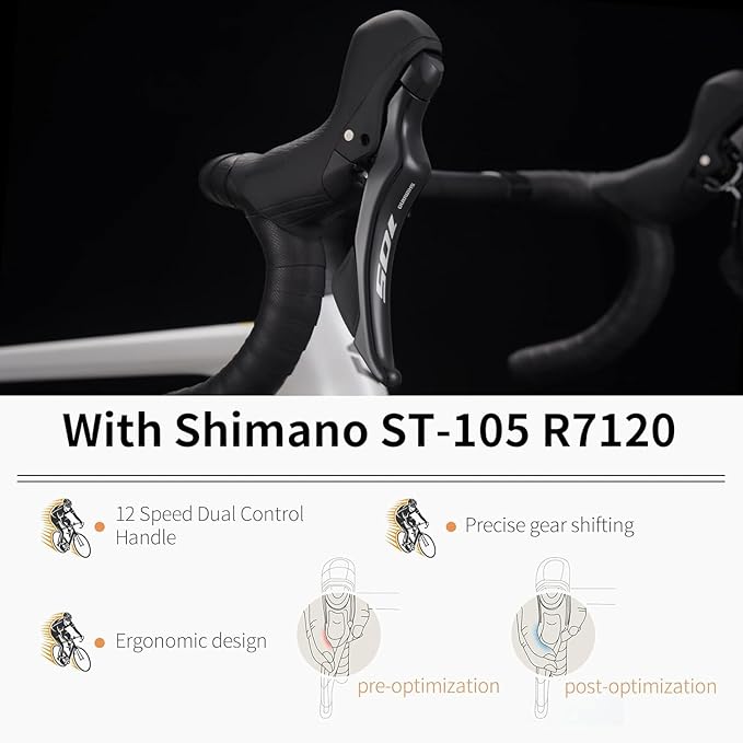 SAVADECK Carbon Fiber Road Bike, Hydraulic Oil Disc Bike with Carbon Fiber Frame and Wheelset, Lightweight Full Carbon Racing Bicycle with Shimano R7120 24S Shift Set for Adults