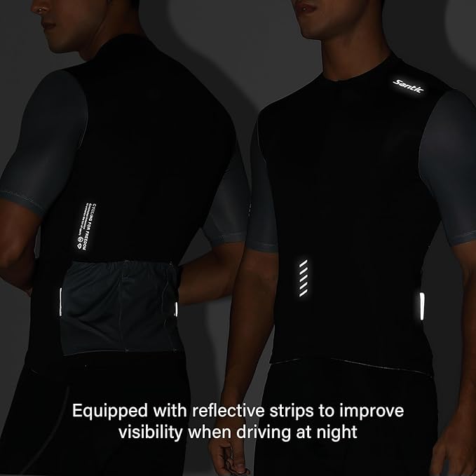 Santic Men’s Cycling Jersey Short Sleeve Bike Shirts for Men Bicycle Jacket with Pockets Breathable & Quick Dry Yorkson