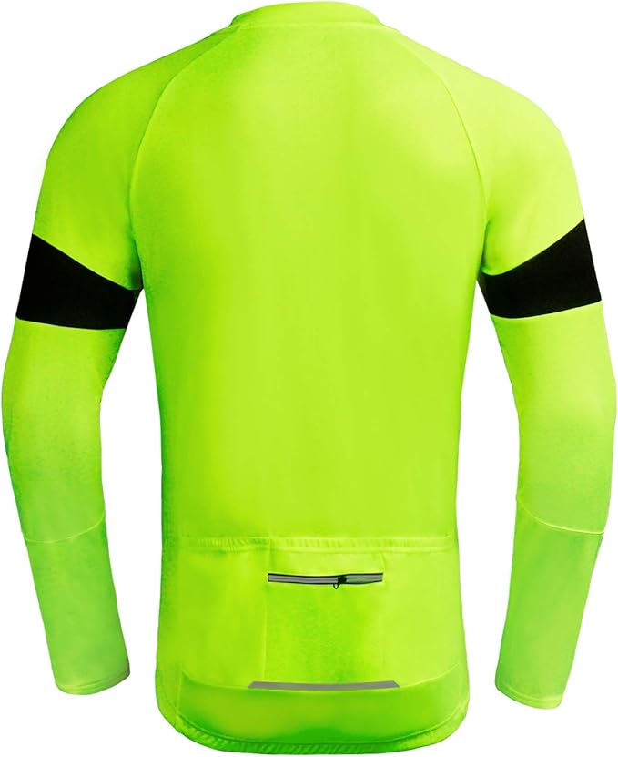 Dooy Men's Cycling Bike Jersey Long Sleeve Full Zipper Biking Shirt with 3 Rear Pockets, Breathable MTB Shirts Basic Series