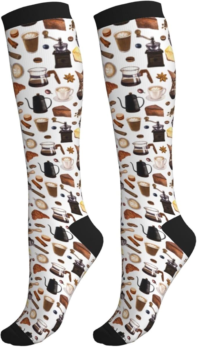 bassyil Compression Socks for Women & Men Circulation 15-20 mmHg Knee High Best Support for Nurses Travel Running Athletic