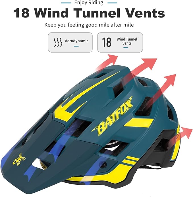 BATFOX Bike Helmet,Mountain Bike Helmet Helmets for Men Women Adults Youth