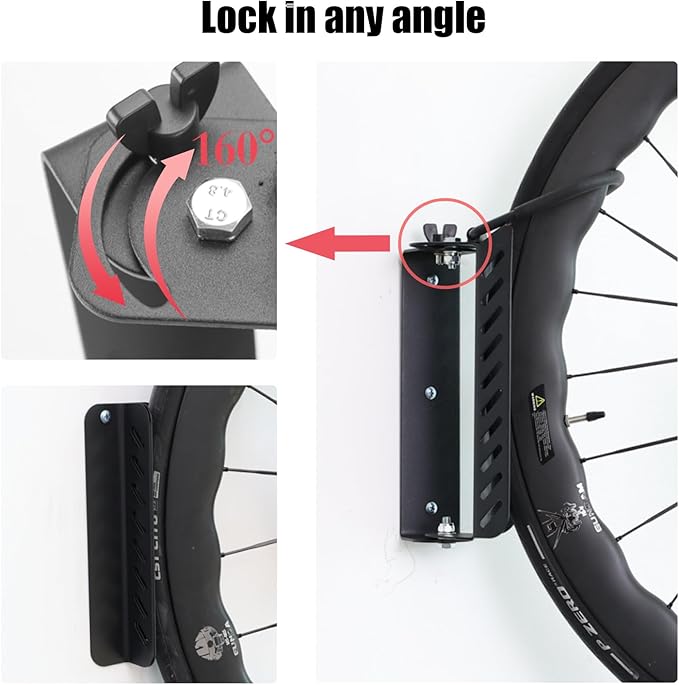 All Metal Bike Wall Mount Vertical, Swivel Bike Hangers For Garage, Bike Rack Garage Wall, Bicycle Hooks, Garden Indoor Outdoor Storage, All Metal (1Pack)