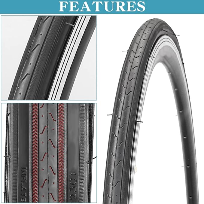 1 or 2 Pack 700X23C/25C/28C/35C Road Bike Tires with or Without 2 Inner Tubes Presta Valve and 2 levers for City Commuter Road Pavement Garden Trail Bike Tires