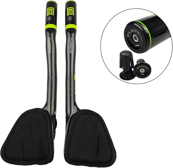 PLATT Carbon TT Handlebar Bicycle Aero Bars Tri Bars Cycling Rest Handlebar for Mountain Bike and Road Bike 31.8mm (Gloss Green)