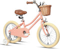 Petimini Vintage Kids Bike for Girls, 12–20 Inch Classic Bicycle with Wicker Basket & Bell, High Tensile Steel Frame, Training Wheels (12–18”), 85% Pre-Assembled, Retro Bike for Outdoor Riding
