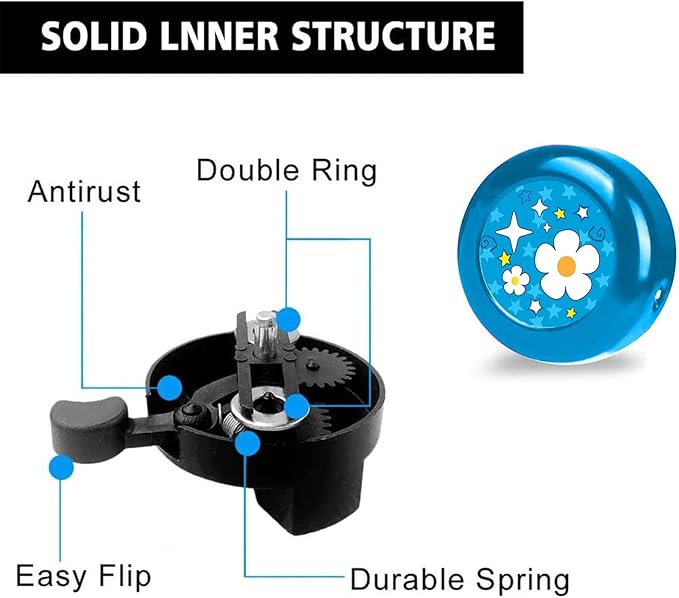 Flower Bike Bell for Kids Girls Boys,Adjustable Size Bicycle Bell Bike Accessories for Adult Women Men Clear Sound Bike Horns