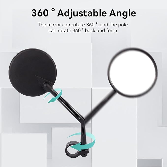 Bike Mirror Handlebar Mount, 2PCS Adjustable Bike Rear View Mirror Bicycle Mirrors for Handlebars Mountain Road Bike Scooter