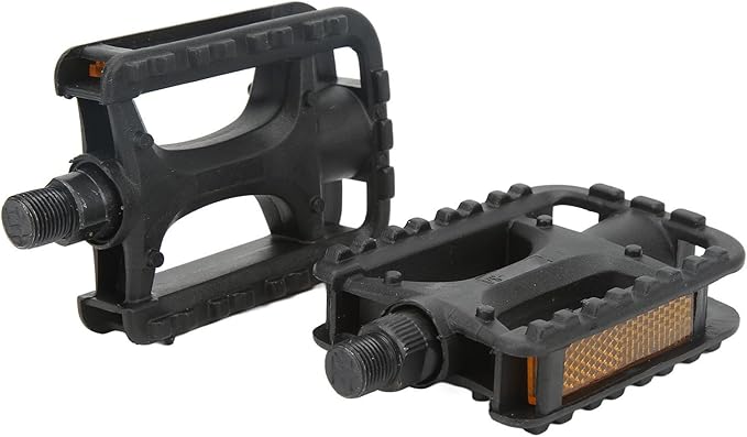 2Pcs Mountain Bike Pedals Replacement, Robust Non Slip Plastic Foot Pedals with Reflective Stripe, Commuter Bike Pedals, Bicycle Pedals for Safety and Enhanced Performance, Road Bike Pedals
