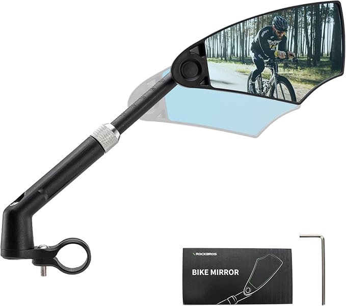 ROCKBROS Bike Mirrors for Handlebars, HD Anti-glare & Scratch Resistant Rear View Bicycle Mirrors, Foldable, Retractable & Adjustable Mount for 21-24cm Handlebar, Ebike, Escooter Accessories (Right)