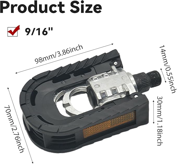 Bike Pedals Folding Bike Pedals, 9/16" Inch Bicycle Pedals Mountain Bikes Road Bicycles Platform Pedals MTB Pedals, Wide Flat Cycling Foldable Pedals for Ebike, Urban Commute, MTB Bikes
