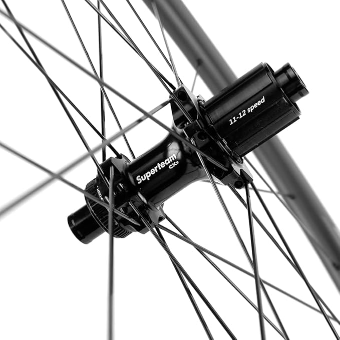 Superteam Carbon Wheelset Disc Brake 700c Road Bike Wheels 45/50/53mm Depth Tubeless Ready Cycling Wheels, for 8-12 Speed Center Lock / 6 Bolt, Thru Axle/QR Type