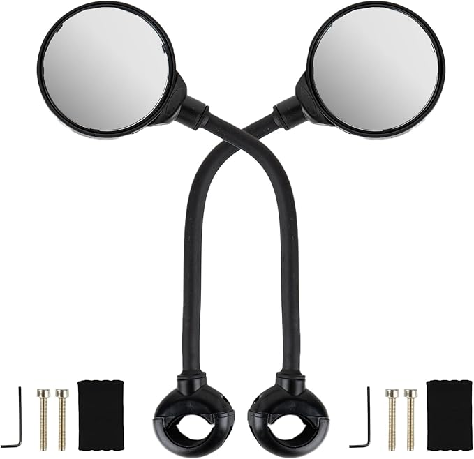 Bike Handlebar Mirror Adjustable Rear View – Bicycle Rearview Mirror with Tool Free Clamp for 22–32mm Handlebars, Wide Angle Cycling Mirror for E Bike Scooter