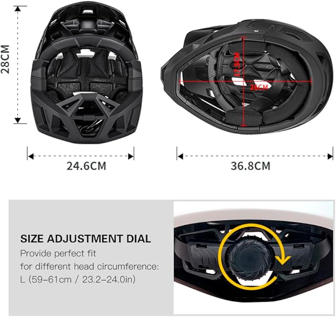 Lixada Adult Bike Helmet, Full Face Mountain Bike Helmet Lightweight Bicycle Helmet with Pads & Visor, Comfort Cycling Helmet Racing Downhill MTB Helmet for Men Women
