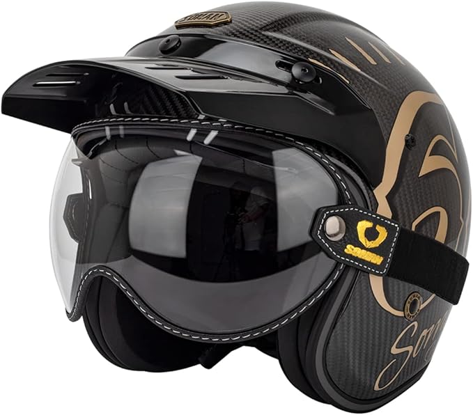Retro Motorcycle Helmet Shield Bubble Visor, PC Goggles Lens Replacement Universal for 3/4 Open Face Full Helmet Bell Moto-3 (Clear)