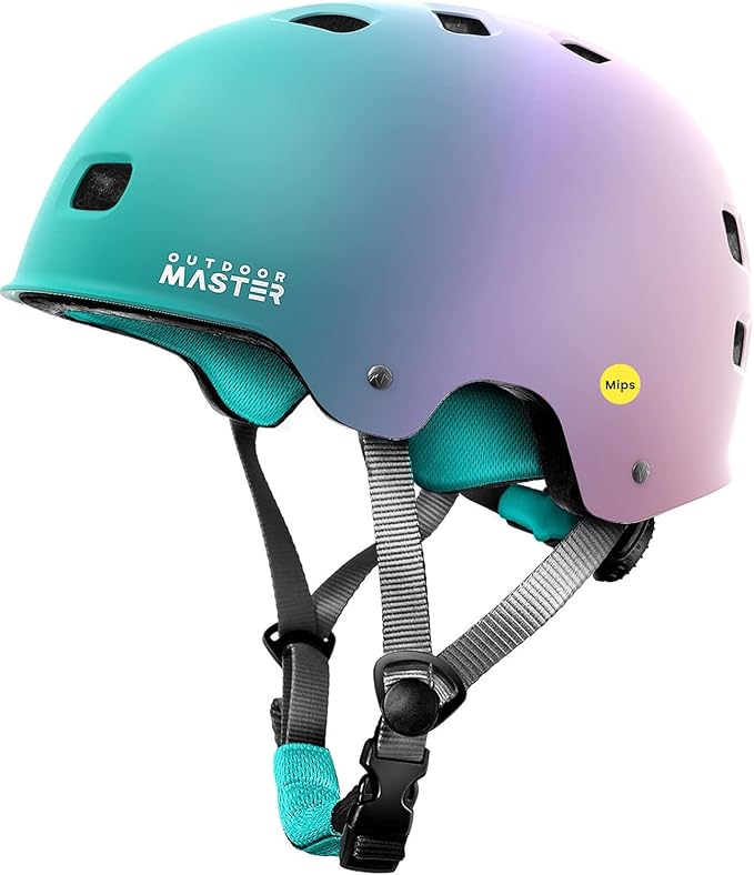 OutdoorMaster MIPS Skateboard Cycling Helmet for Adults - Lightweight, Ventilated Multi-Sport Helmet with Two Removable Liners for Scooter, Roller Skating, Inline Skating, Rollerblading