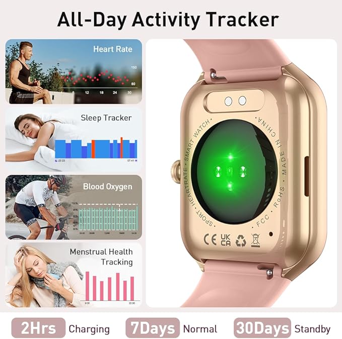 Smart Watch(Answer/Make Call), 1.96" HD Smartwatch for Men Women, 2026 New Fitness Watch with 112+ Sport Modes, Heart Rate, Sleep Monitor, Pedometer, IP68 Waterproof Activity Tracker Pink