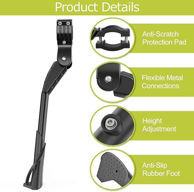 Cyfie Adjustable Bike Kickstand for 24 26 27 27.5 28 29 Inch Wheel Rear Side Bicycle Aluminum Alloy Mountain Bike Kickstands for 24-29 Inch Adult Road Bike Kick Stands