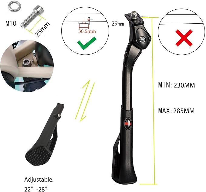 Bike Kickstand Aluminium Adjustable Center Bicycle Kickstand suitable Rear Side Bicycle Kickstand Fit for 26" 27.5" 29" 700C Bike Kick Stand for Bicycles Kickstand