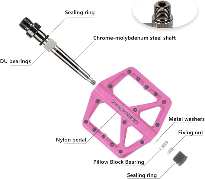Mountain Bike Pedals - Durable Nylon DU Bearing Platform Pedals for MTB and BMX