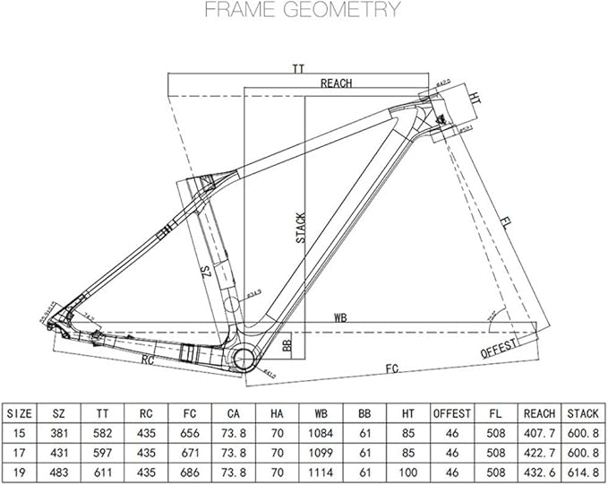 Carbon Bike Frame 27.5er 29er Hardtail Mountain Bike Frame 15'' 17'' 19'' XC Disc Brake Frame Thru Axle 12 * 142mm Internal Routing(Yellow,15'')