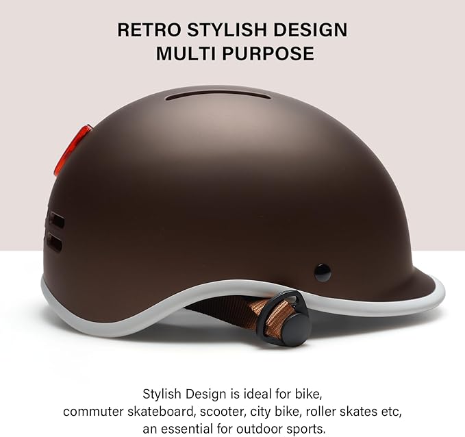 Exclusky Bike Helmet for Adults,Adjustable Cycling Helmet for Men & Women Safety Certified Bicycle Helmet for Commuting, Road Biking, Skating with USB Rechargeable Rear Light