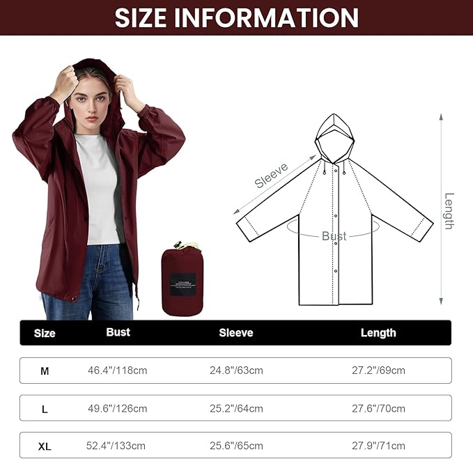 LAMA Women's Rain Jacket Lightweight Waterproof, Windbreaker Jacket with Hood Sun Protection, Packable Raincoat with Pocket