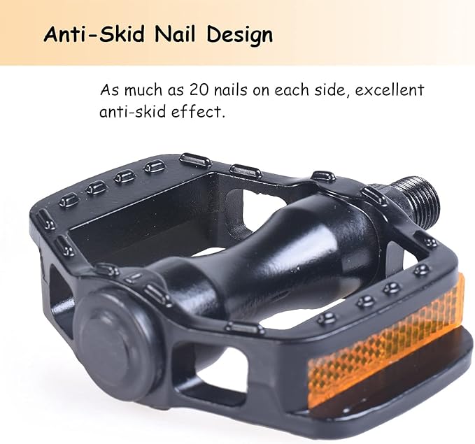 ThinkTop Aluminium Alloy Kids Bike Pedal, 1/2-Inch Bike Pedals Platform Flat Ultra Strong Fit for 12" 14" Boys Girls Bike