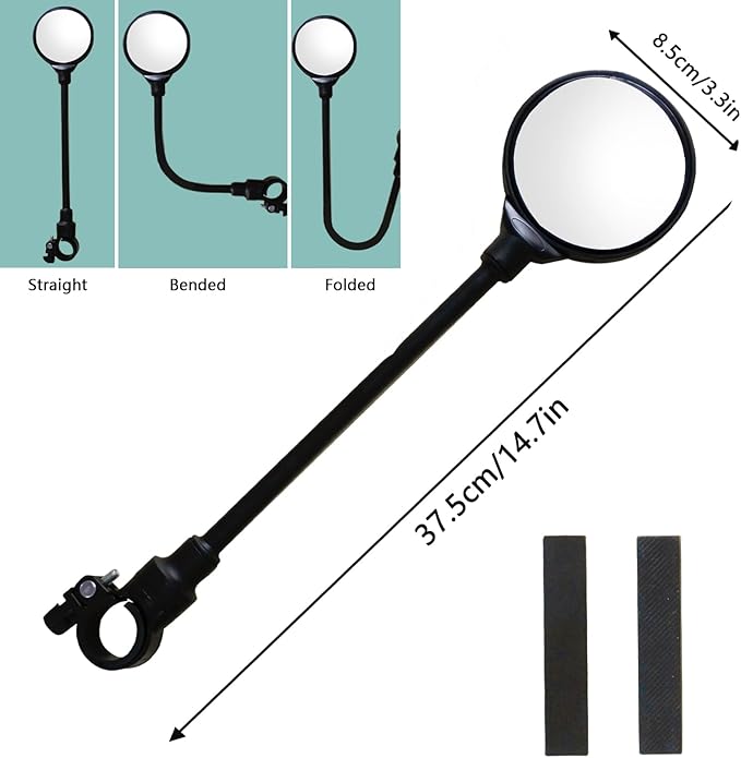 Bike Mirror, Bike Rearview Mirror Handlebar Convex Rear View Mirror Adjustable Rotatable Scratch Resistant Shockproof Safety Mirror Universal for Mountain Road Bike Bicycle E-bike Motorcycle(2PCS)