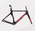 Carbon Fiber Road Bike Frameset 46/48/50/52/54cm Wind Breaking Racing Frame Internal Routing C Brake Frame Set QR 100mm/130mm (Color : Black red, Size : 52cm)