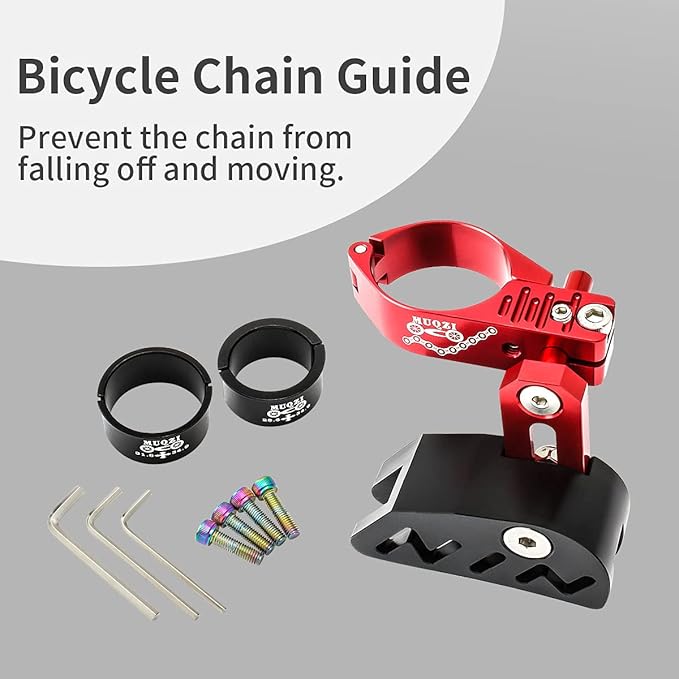 MUQZI Chain Guide, Aluminum Alloy Bike Chain Guide Mountain Bike Chain Deflectors Adjustable MTB Cycle Single Crankset Bicycle Chain Protector