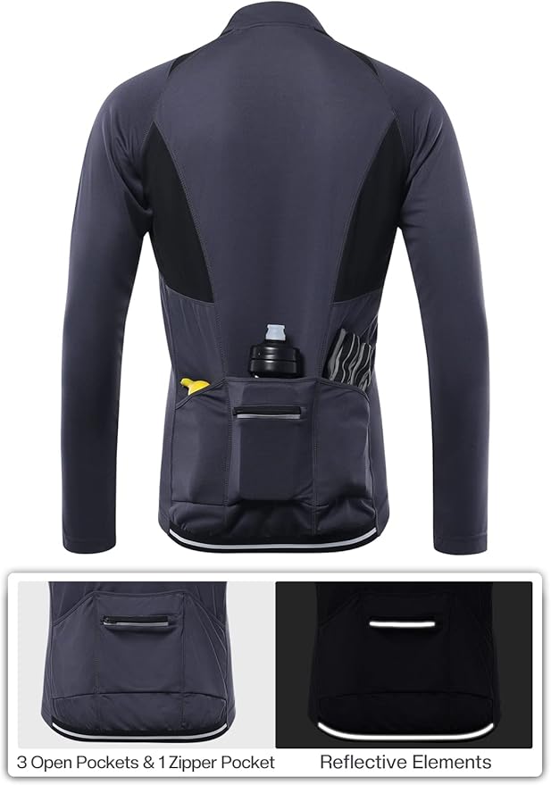 ARSUXEO Men's Half Zipper Cycling Jerseys Long Sleeves Mountain Bike Shirts 6031