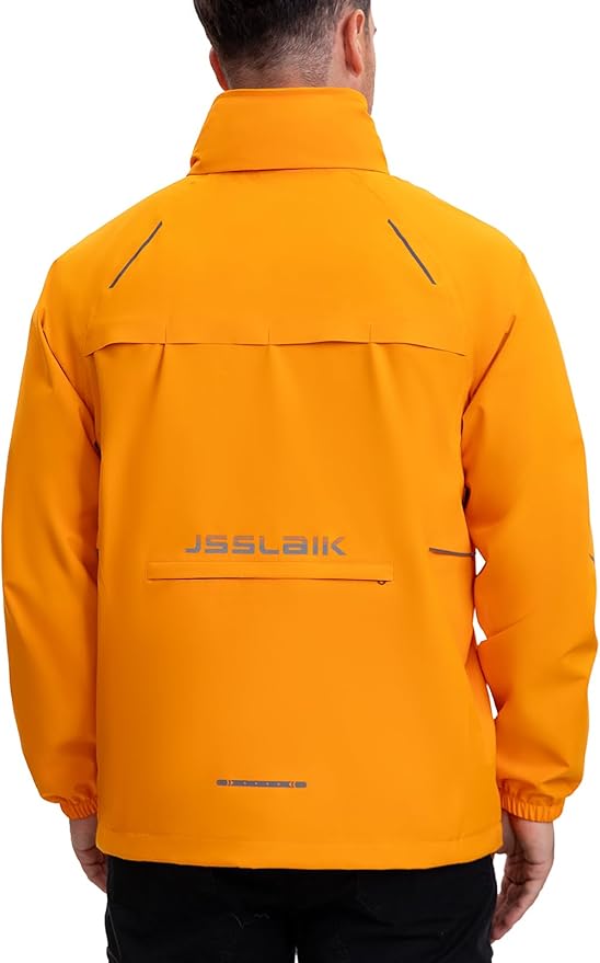 Men's Rain Jacket Waterproof Windproof Breathable for Hiking Cycling Commuting with Hood & Pockets