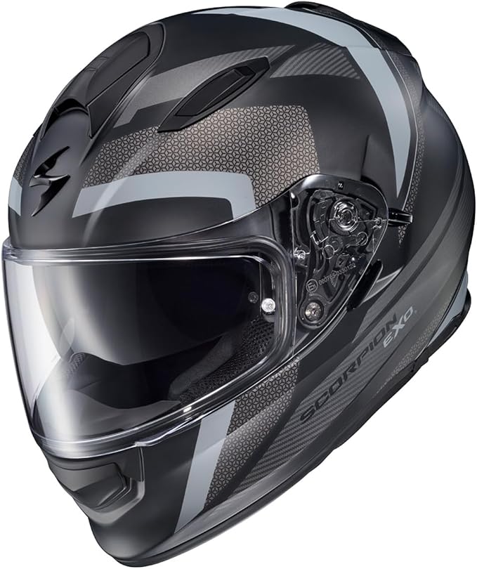 ScorpionEXO Ryzer Full Face Motorcycle Helmet with Pinlock Ready Shield with Integrated Speaker Pockets DOT ECE Approved Evolution (Phantom - Large)
