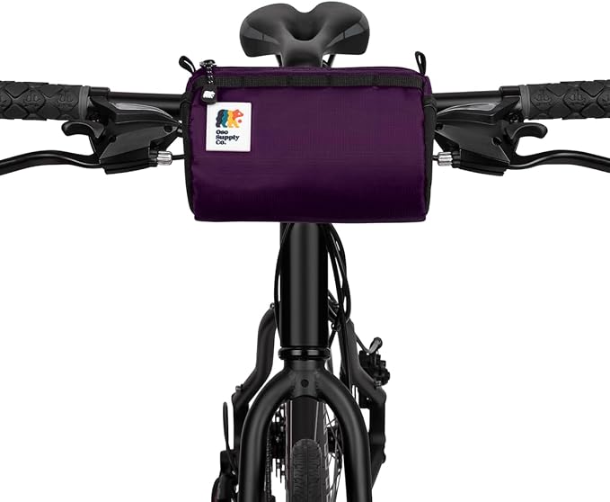 Handlebar Bike Bag – Water-Resistant Hard Shell with Quick-Access Zipper, Side Mesh Pockets, and Spacious Storage – Ideal for Cycling, Commuting, and Adventure Rides (Purple)