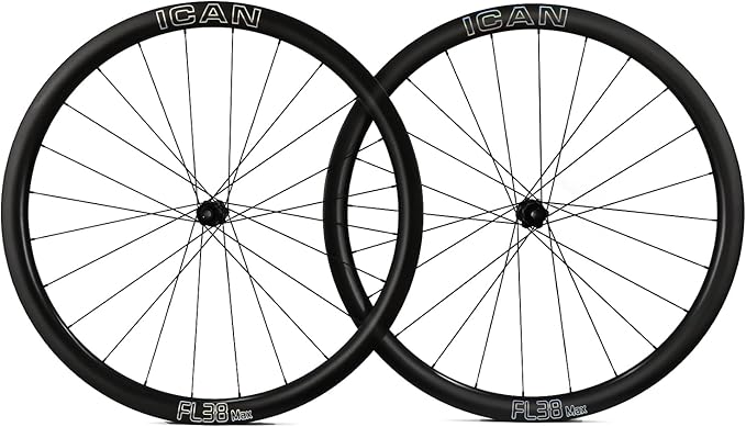 ICAN FL 38/52 Max Carbon Disc Road Bike Wheelset 700C with 36T Ratchet System Hub 21mm Inner Width Clincher Tubeless Compatible