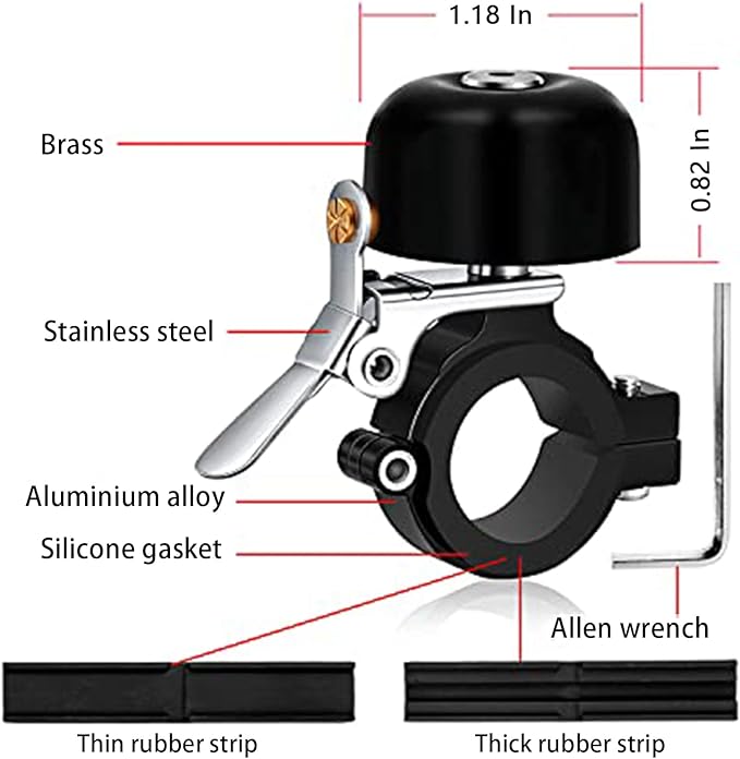 Greallthy Bike Bell Classic Brass Bicycle Bell,Bike Bells for Adults Kids, Loud Retro Bell for Road & Mountain Bikes, Universal Handlebar Fit